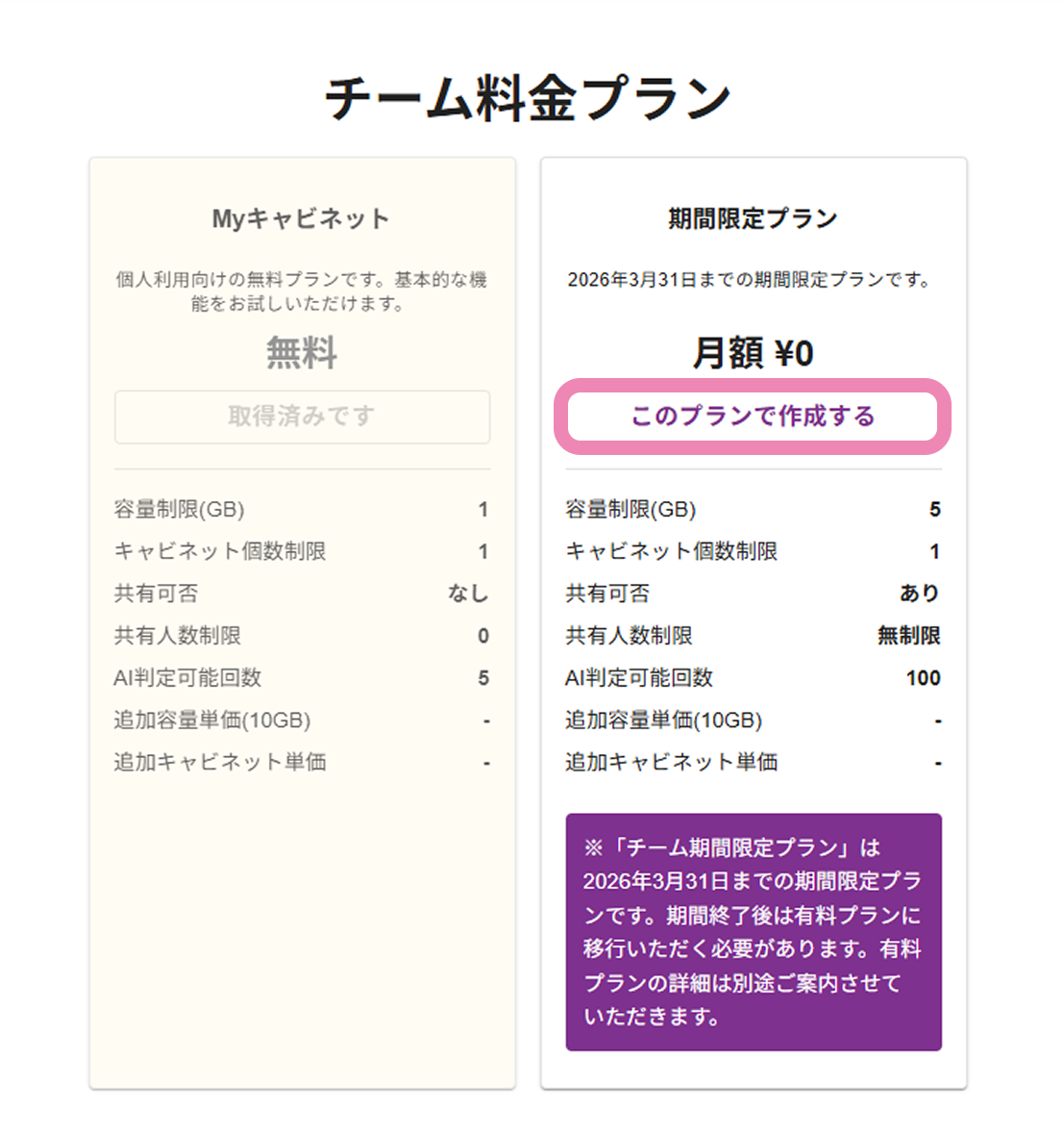 プラン選択画面