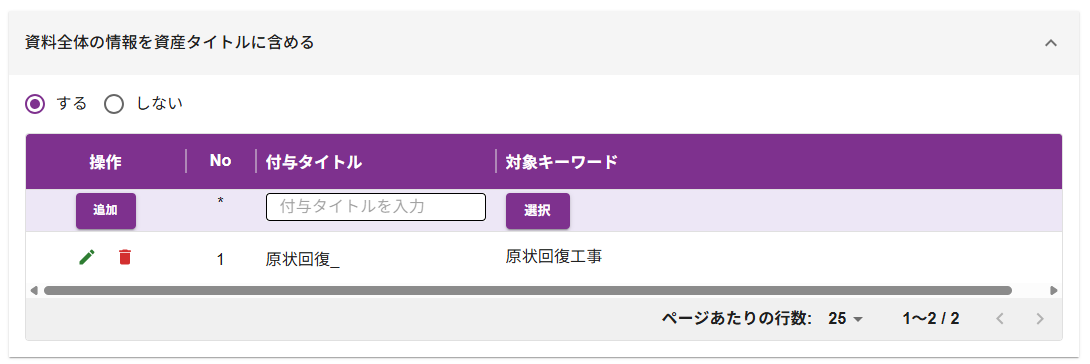 資産タイトル設定